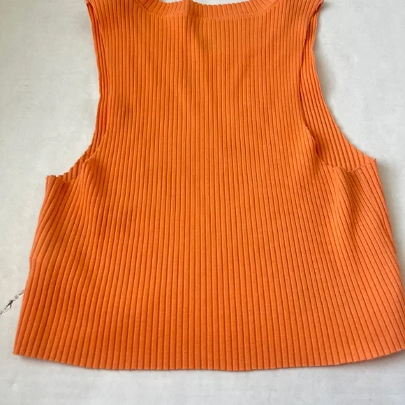 Aerie Small Cropped High Neck Ribbed Tank Top Orange Summer - Picture 2 of 6